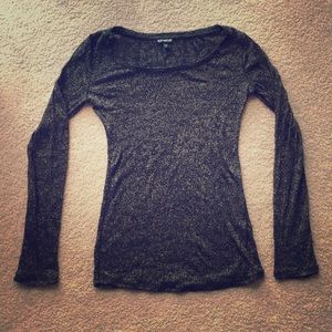 S Express Black and Gold Thin Lace Tee